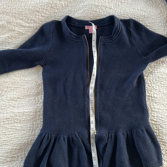 Lilly Pulitzer Karla Navy Metallic Shimmer Peplum Zip Cardigan medium M Blue - Picture 4 of 4